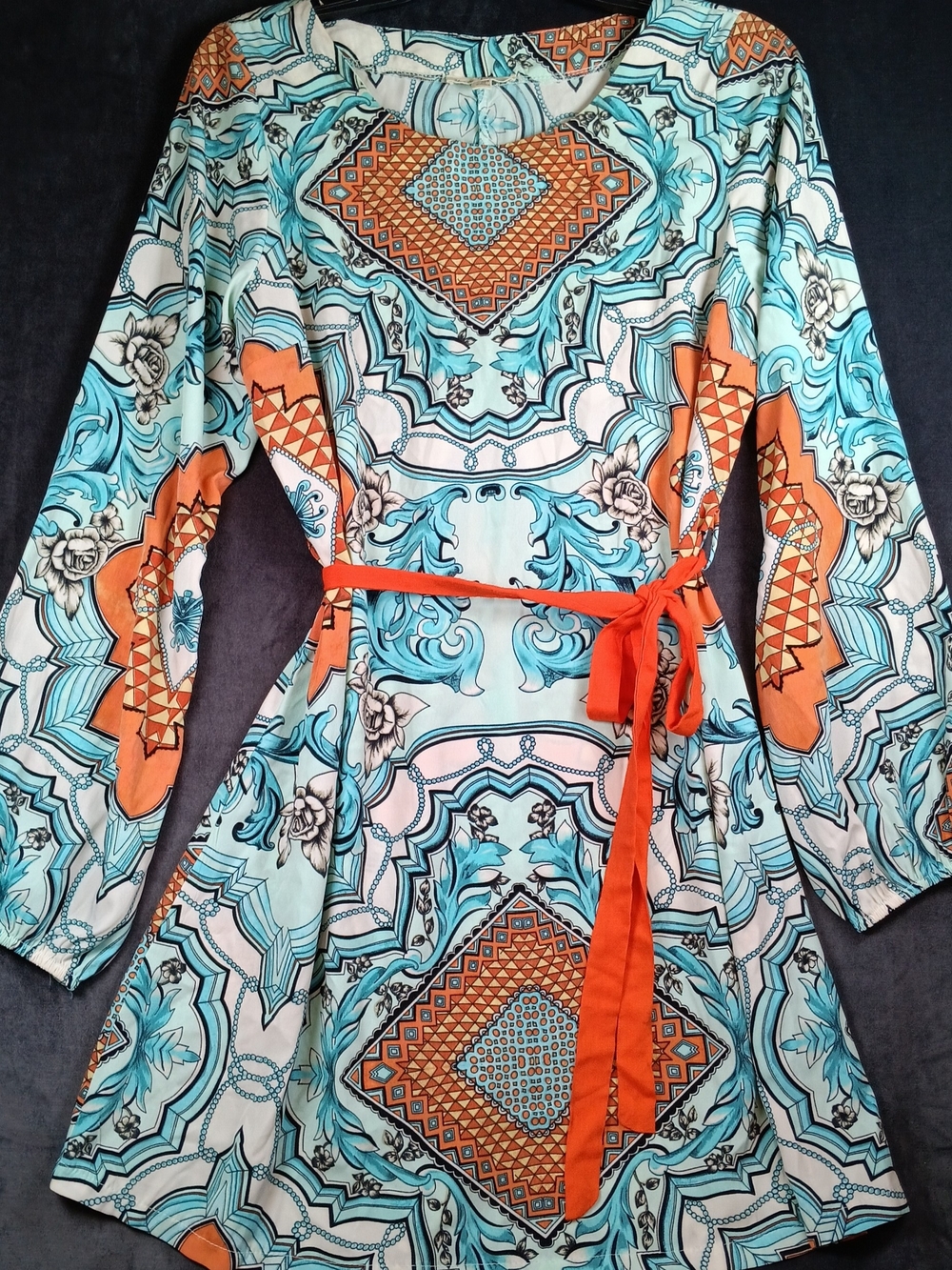 Hot & Delicious Turquoise and Black Printed Tunic